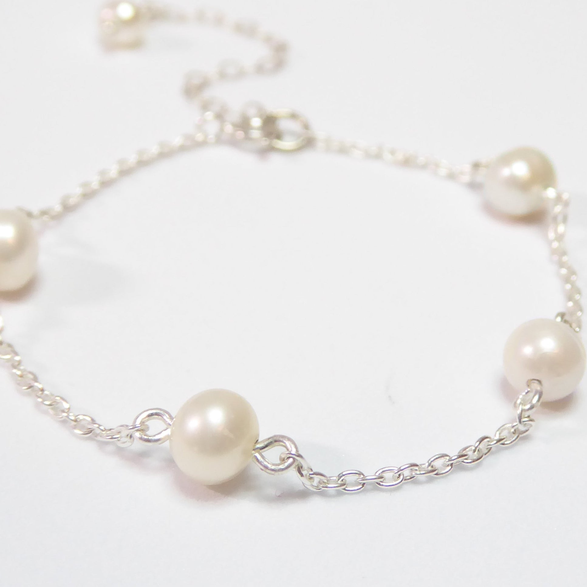 Sterling Silver Freshwater Pearl Bracelet For Women - Adjustable Length