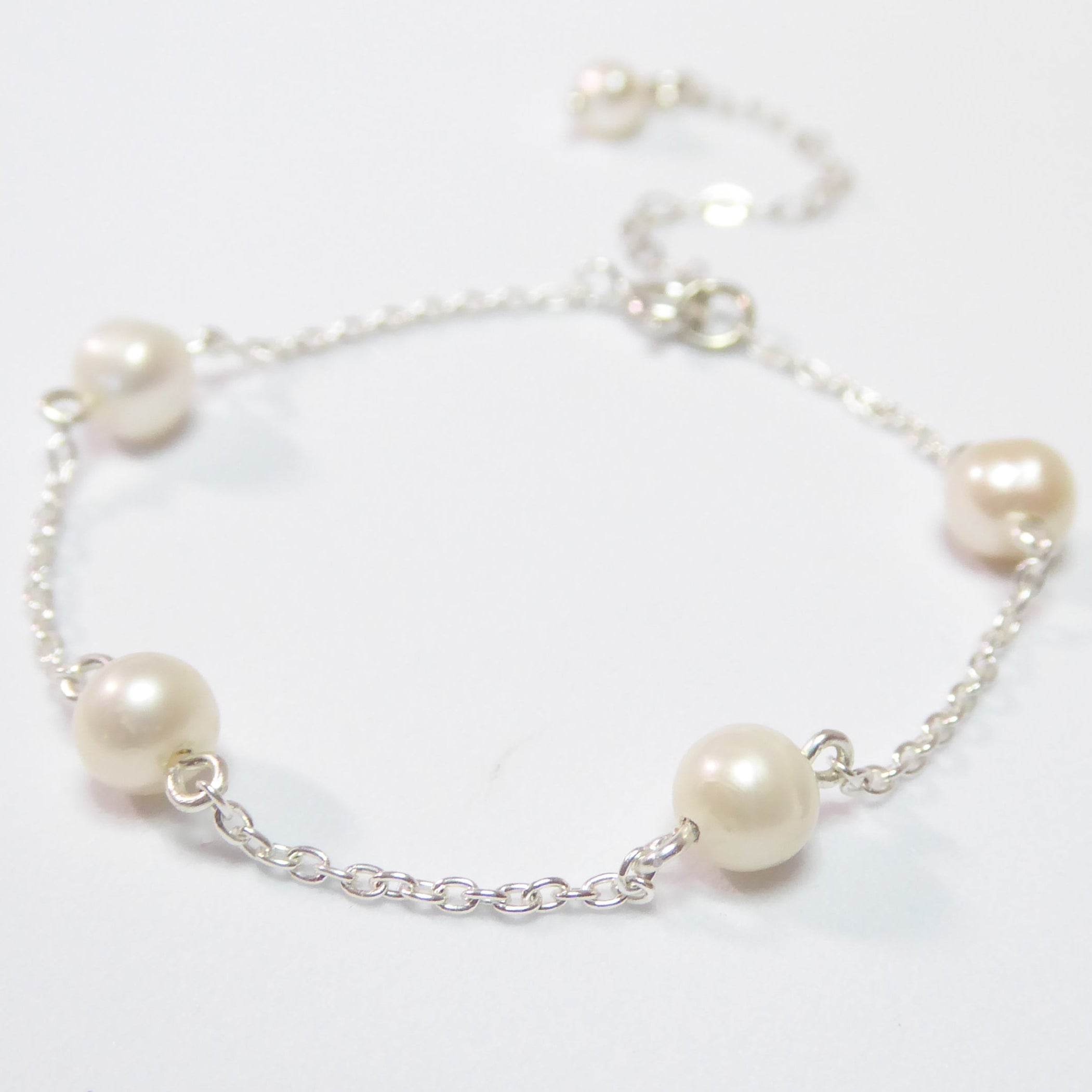 Sterling Silver Freshwater Pearl Bracelet For Women - Adjustable Length