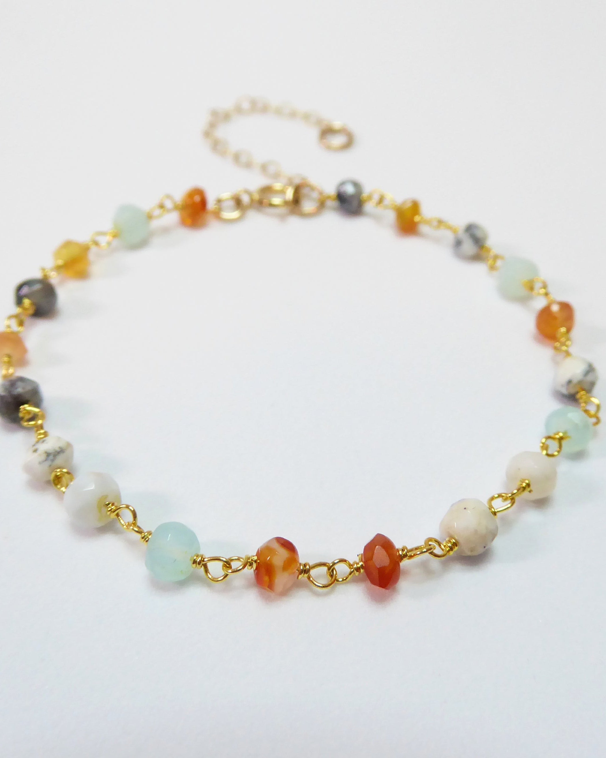 Multi Color Peruvian Opal Bracelet For Women - Sterling Silver or Gold