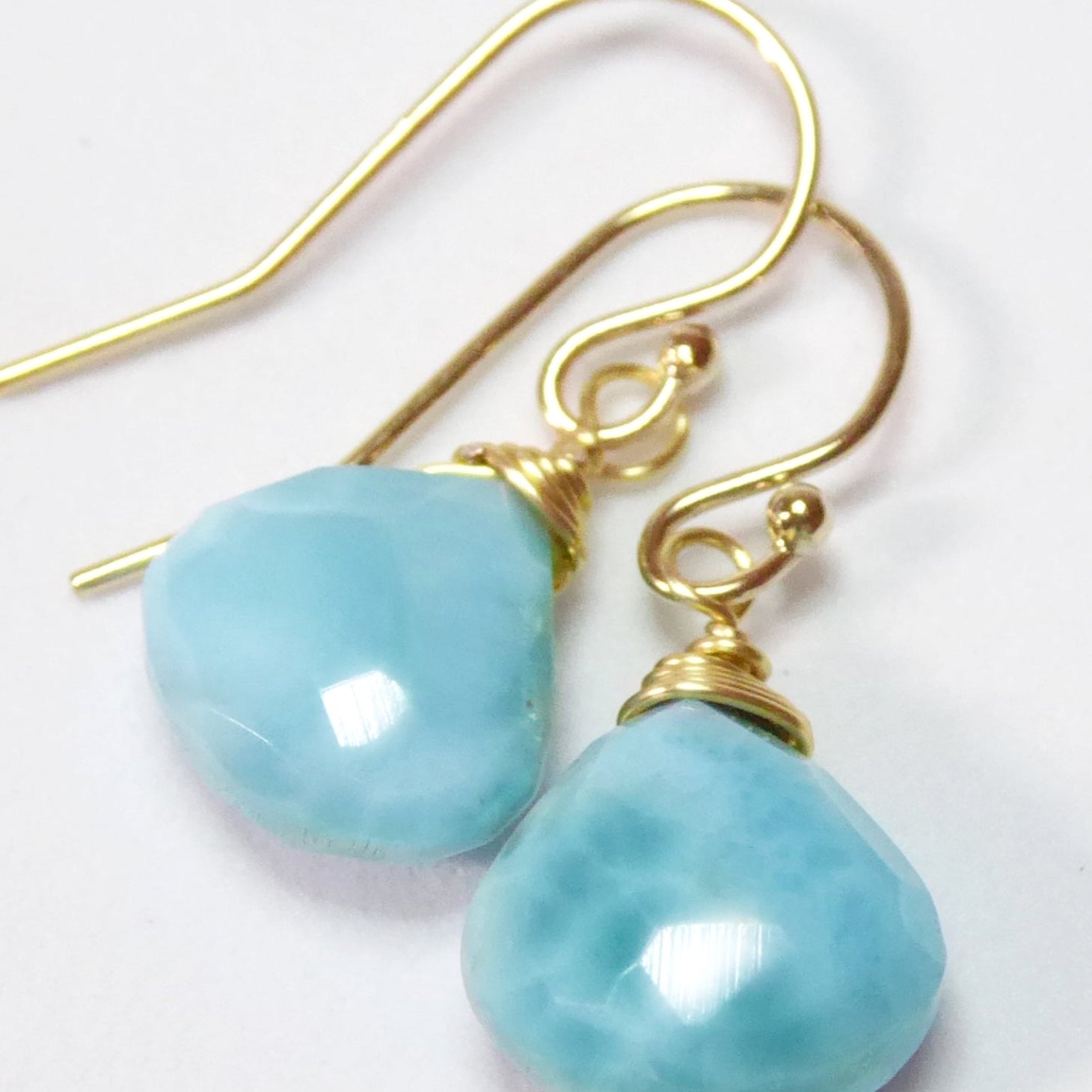 Teardrop Larimar Earrings For Women - Sterling Silver or 14k Gold Fill