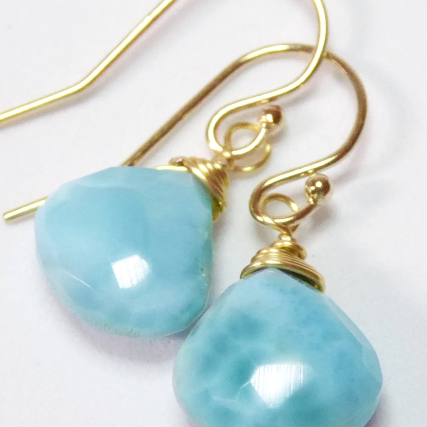 Teardrop Larimar Earrings For Women - Sterling Silver or 14k Gold Fill