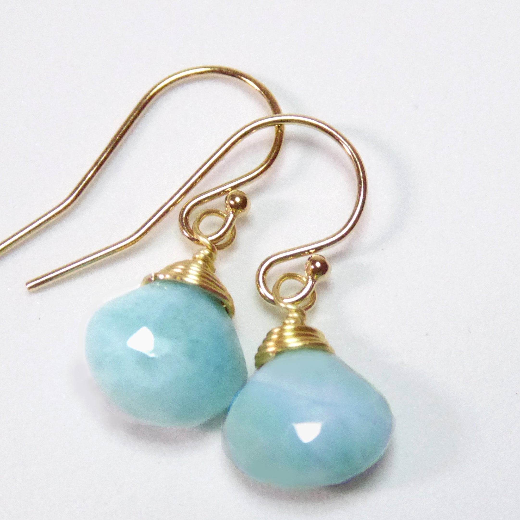 Teardrop Larimar Earrings For Women - Sterling Silver or 14k Gold Fill