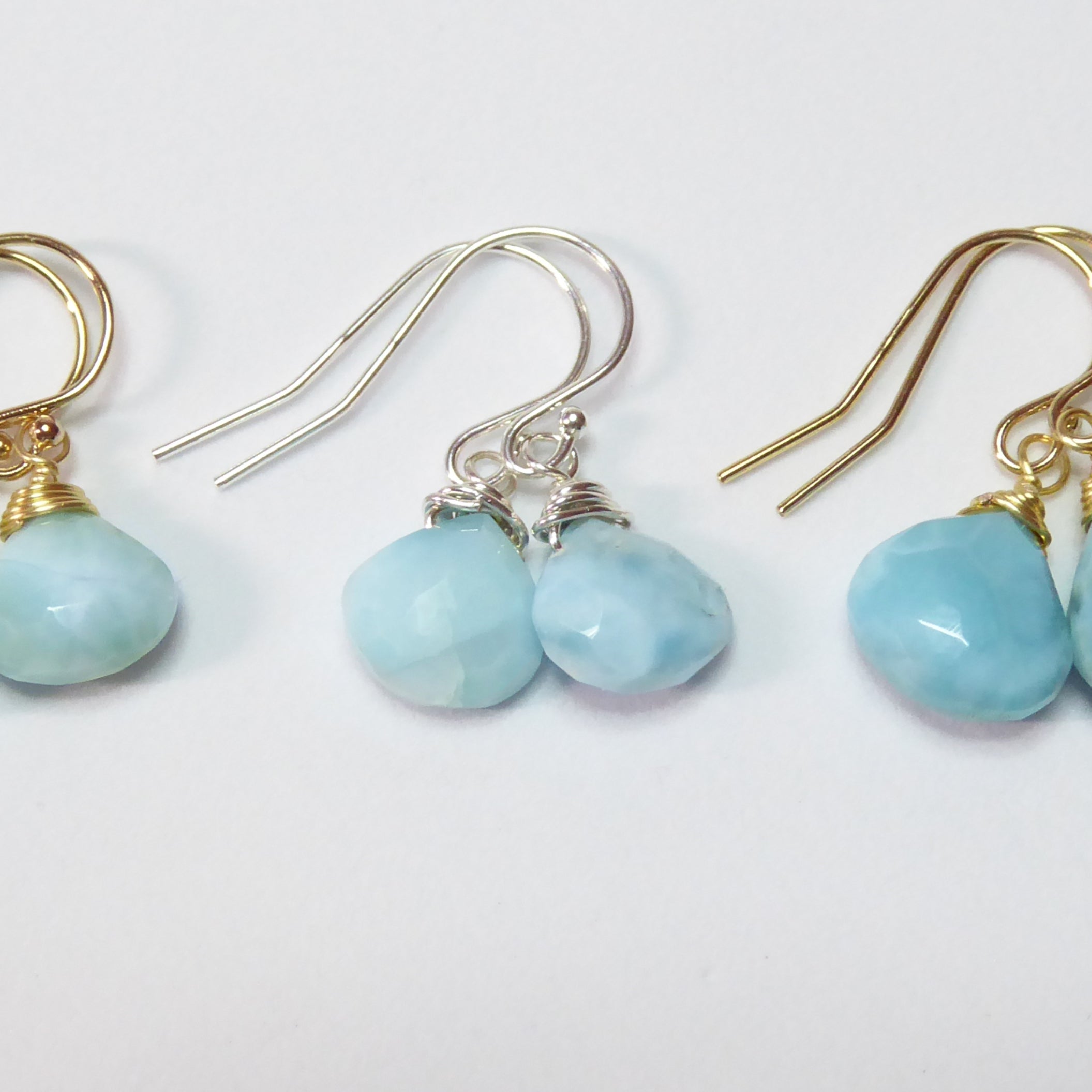 Teardrop Larimar Earrings For Women - Sterling Silver or 14k Gold Fill