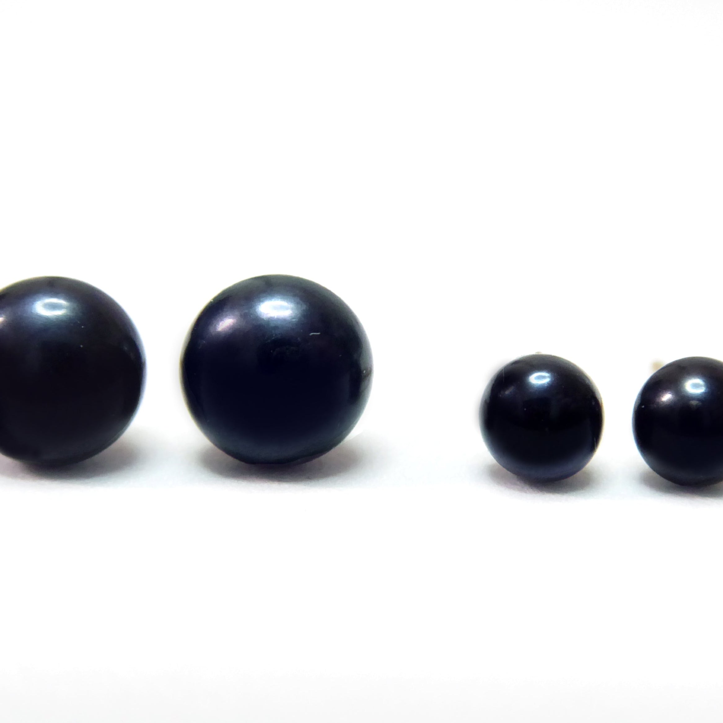 Black Dark Blue Freshwater Pearl Stud Earrings For Women - 14k Gold Fill or Sterling Silver