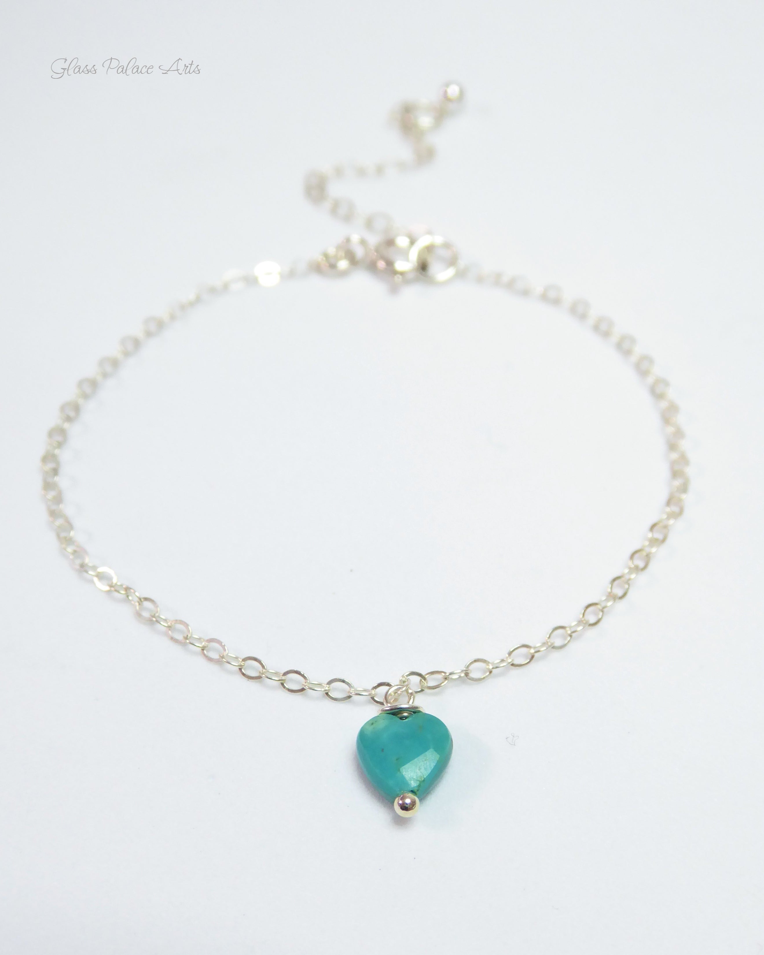 Turquoise Heart Charm Bracelet For Women- Adjustable