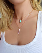 Raw Turquoise Layered Necklace For Women - Sterling Silver, 14k gold Fill or Rose Gold