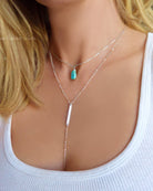 Raw Turquoise Layered Necklace For Women - Sterling Silver, 14k gold Fill or Rose Gold