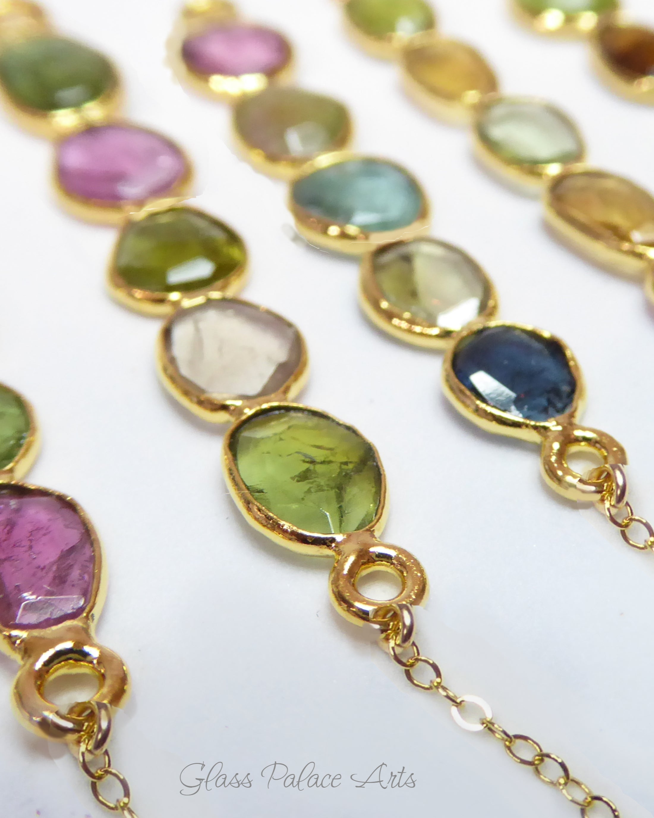 Tourmaline Lariat Necklace For Women With Mixed Colors