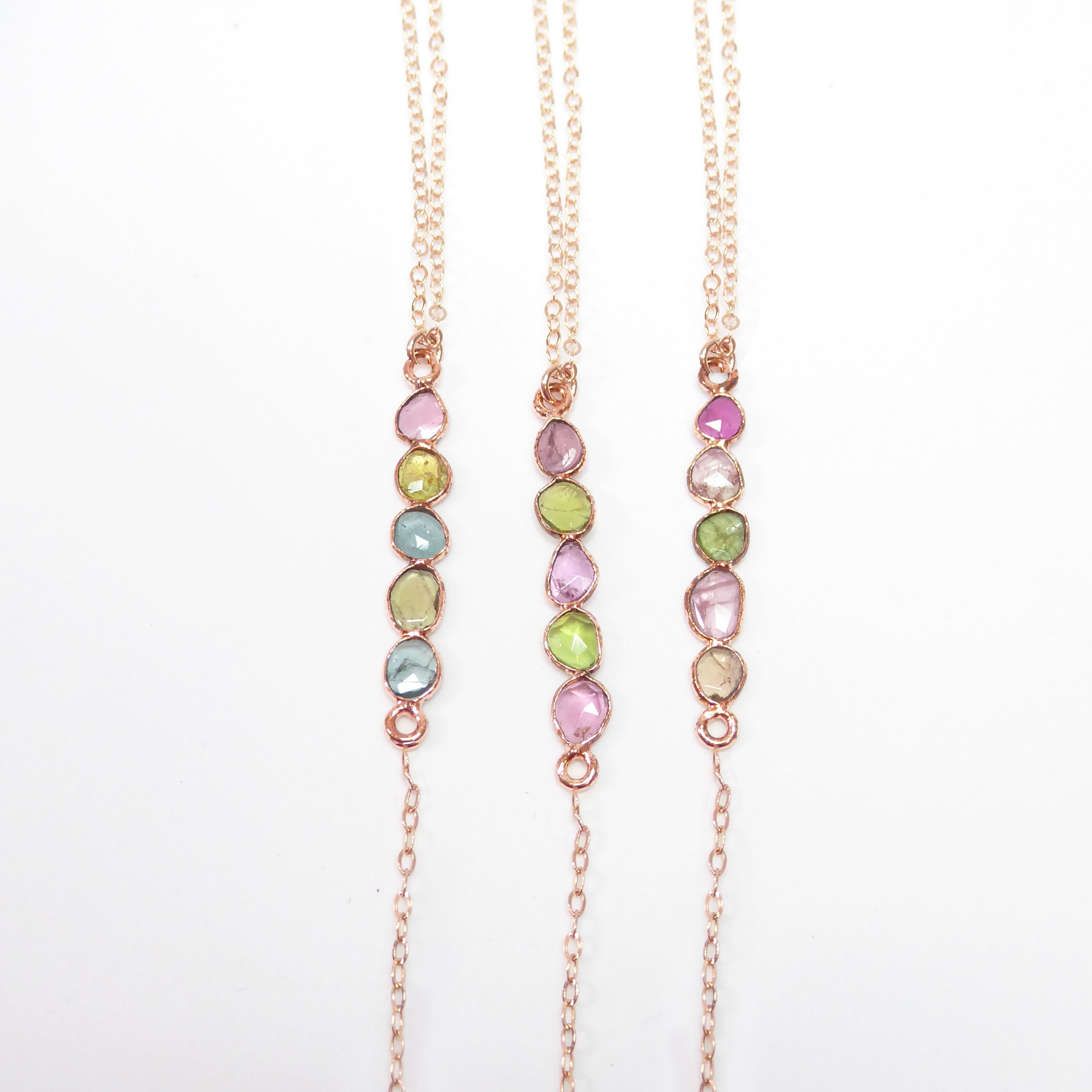 Tourmaline Lariat Necklace For Women With Mixed Colors