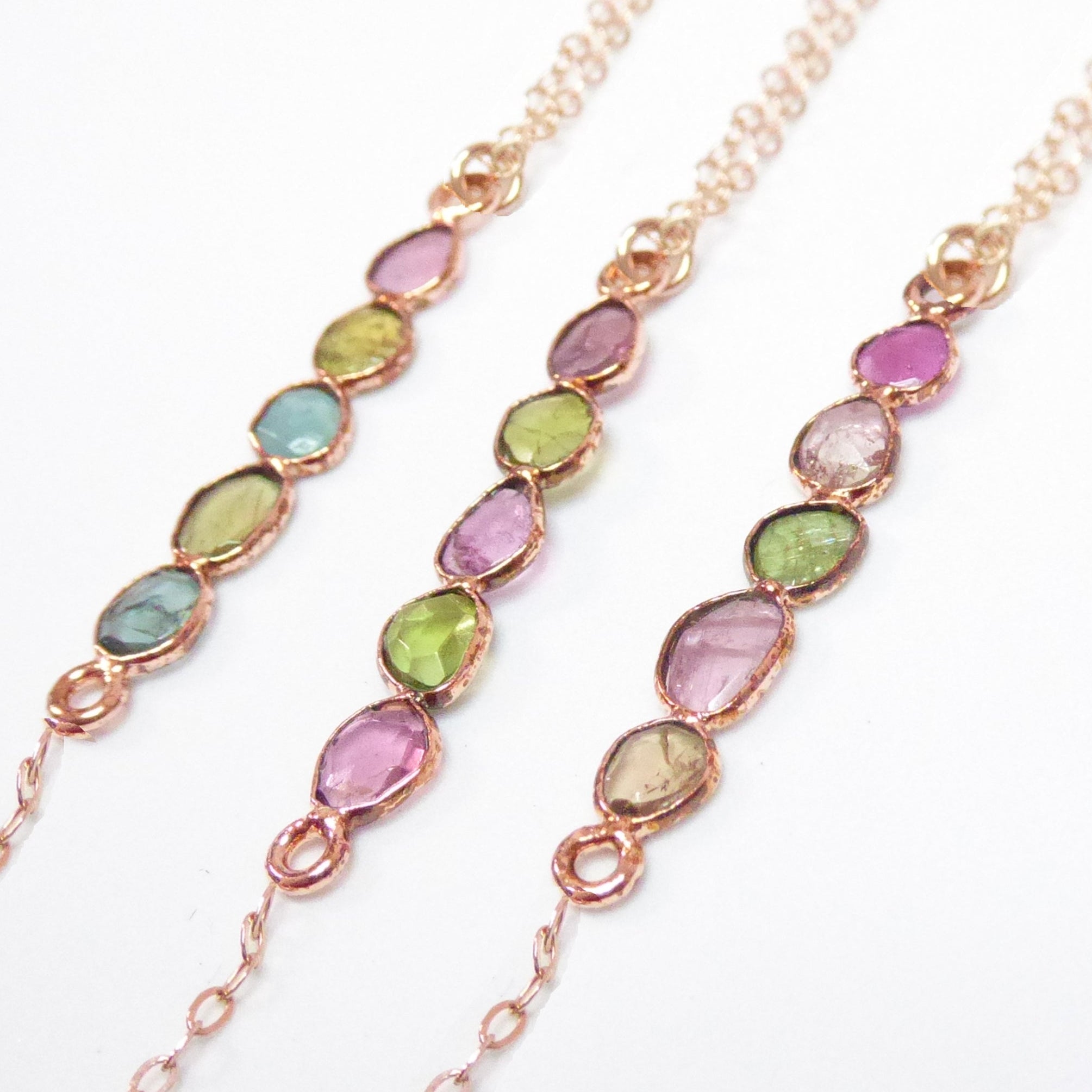 Tourmaline Lariat Necklace For Women With Mixed Colors