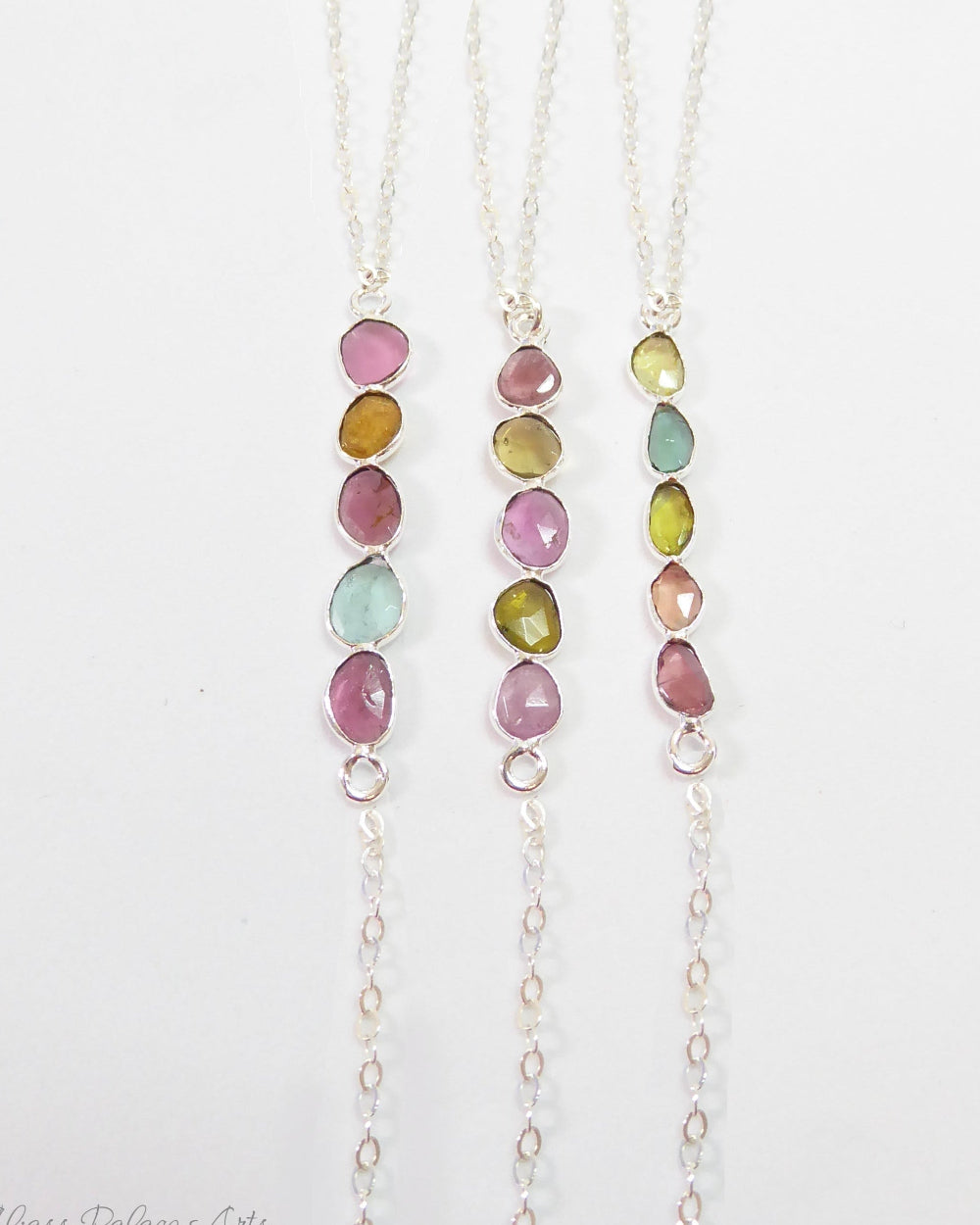 Tourmaline Lariat Necklace For Women With Mixed Colors