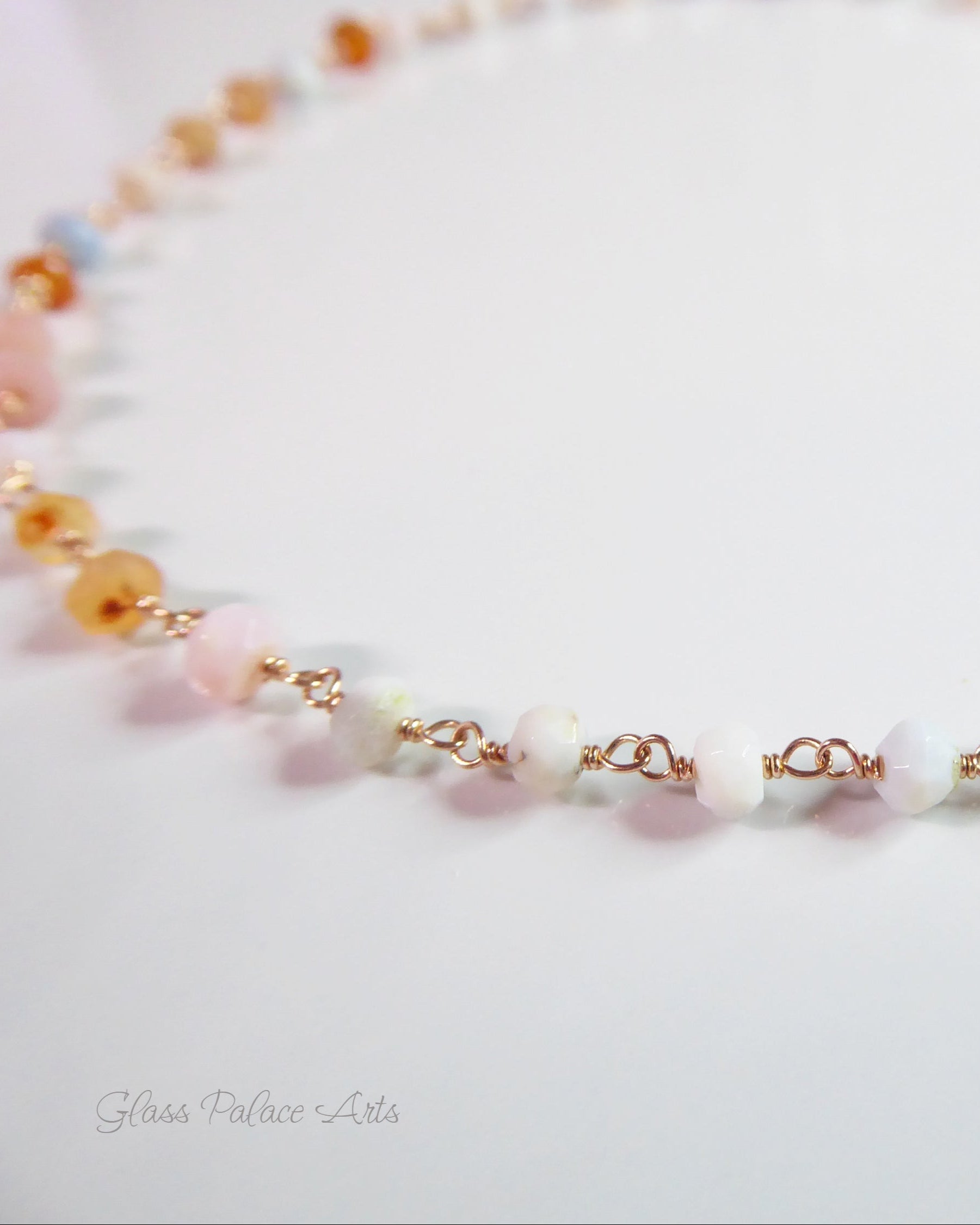 Multi Color Peruvian Opal Gemstone Choker Necklace For Women