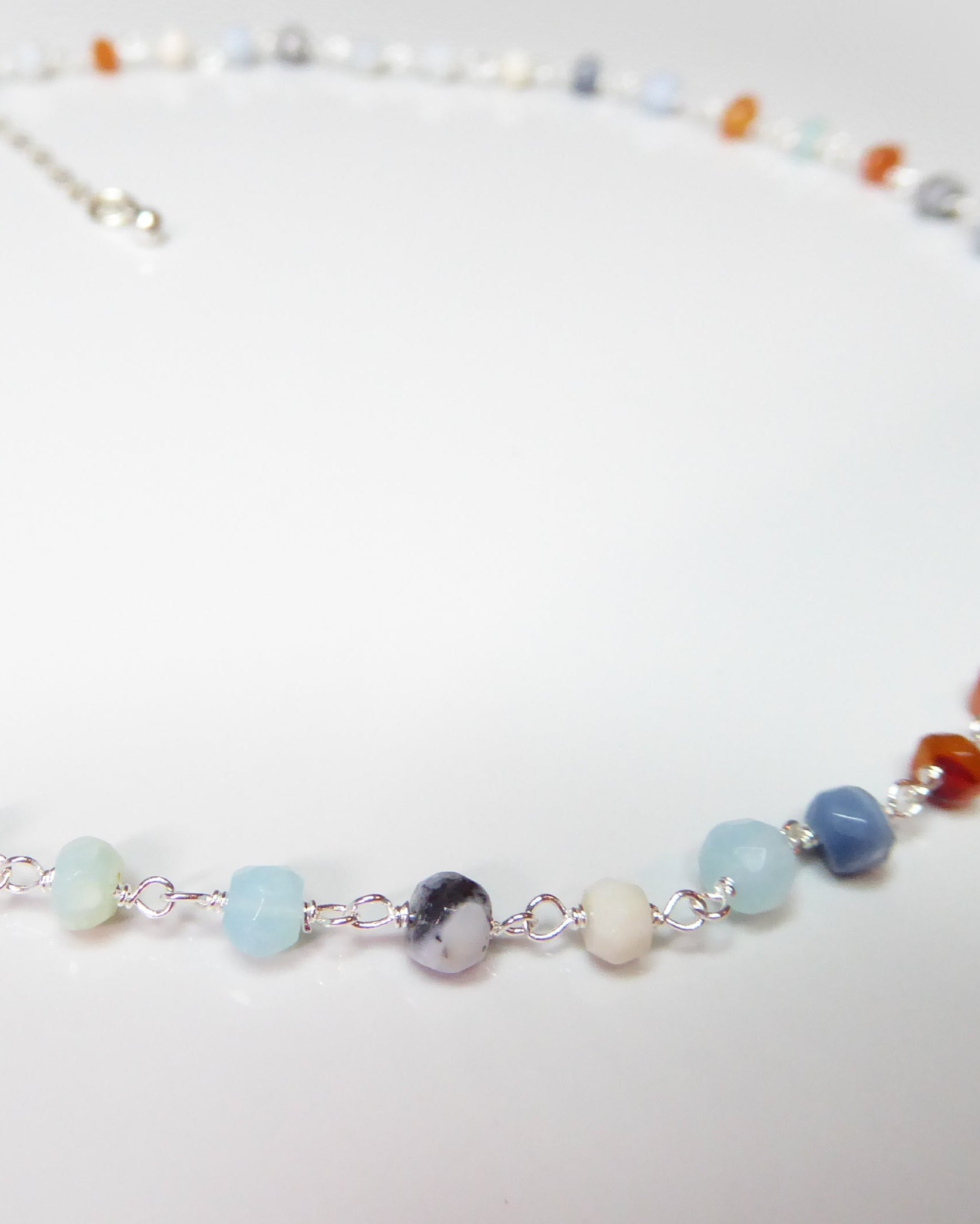 Multi Color Peruvian Opal Gemstone Choker Necklace For Women