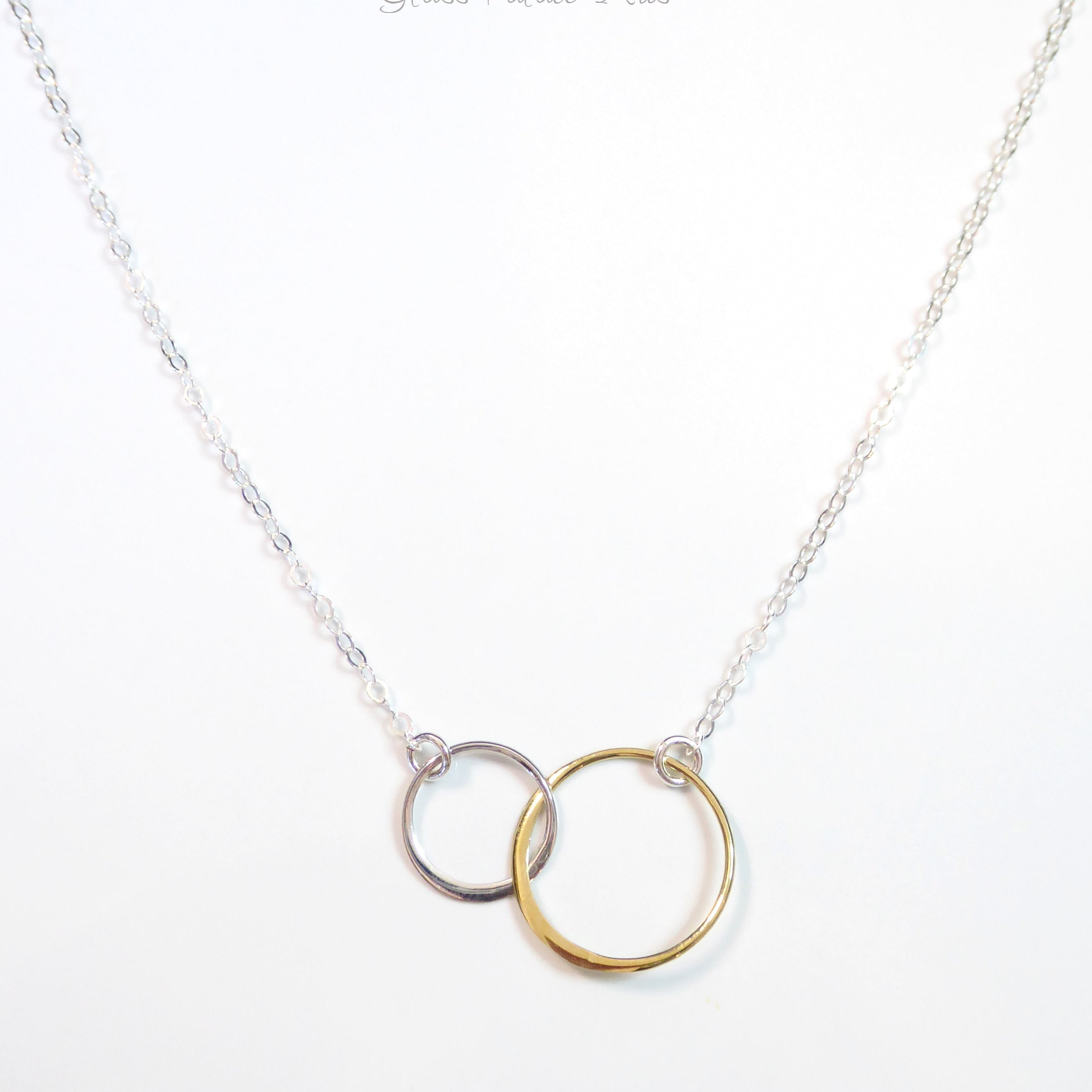 Silver and Gold Mixed Metal Infinity Circle Necklace For Women