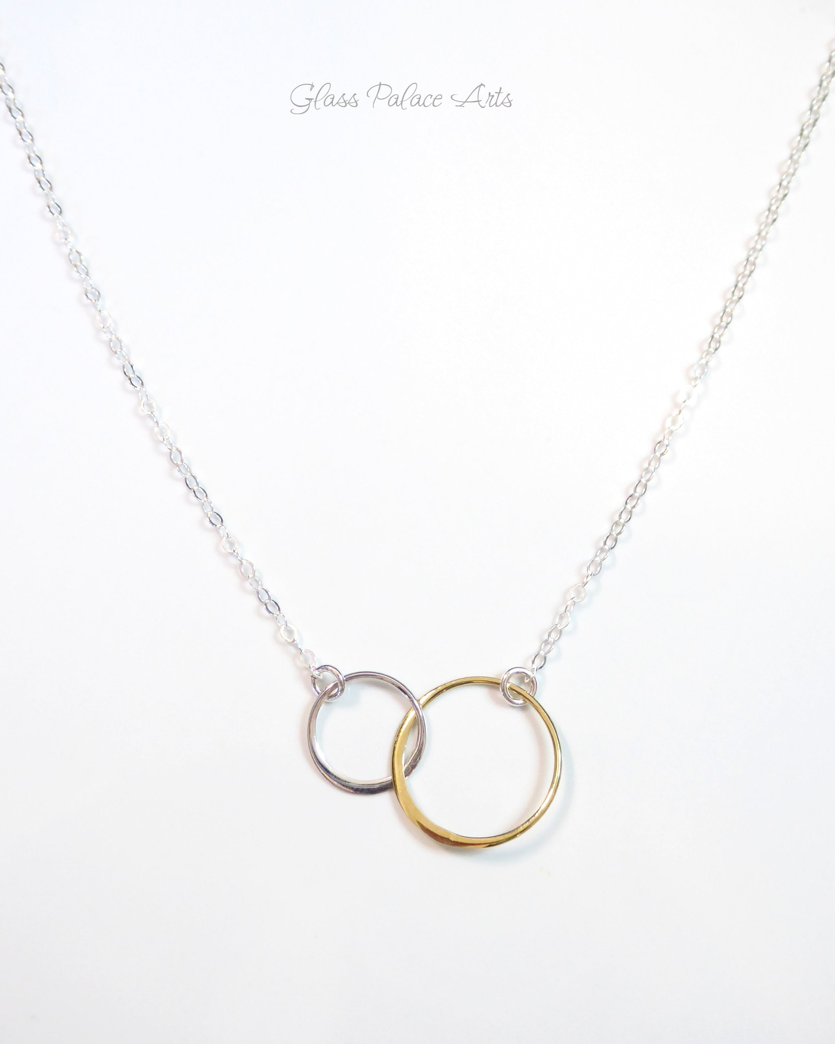 Silver and Gold Mixed Metal Infinity Circle Necklace For Women