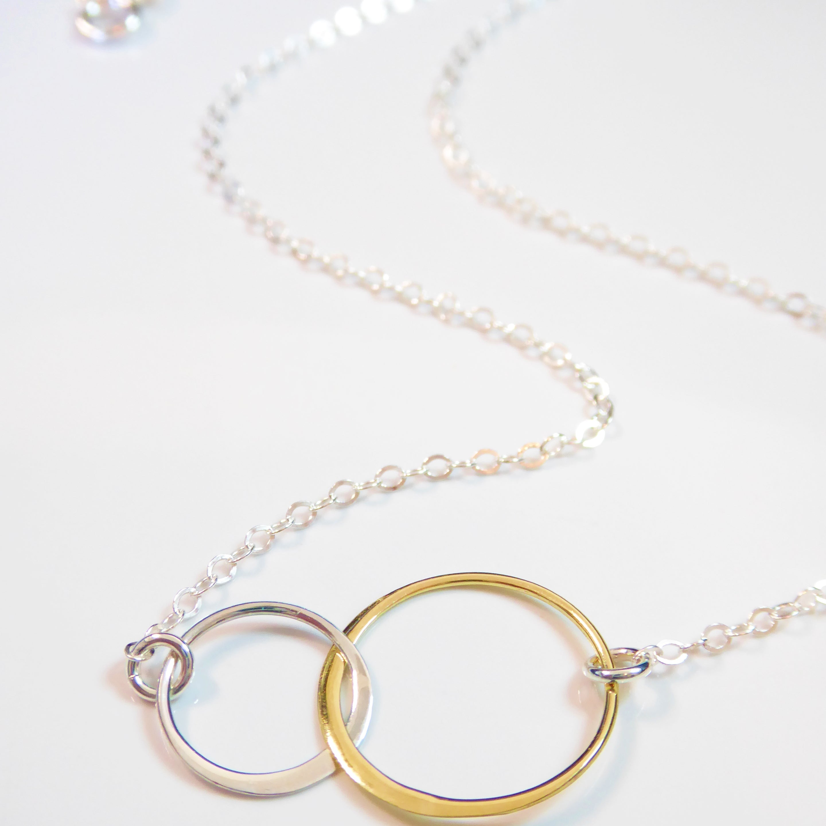 Silver and Gold Mixed Metal Infinity Circle Necklace For Women