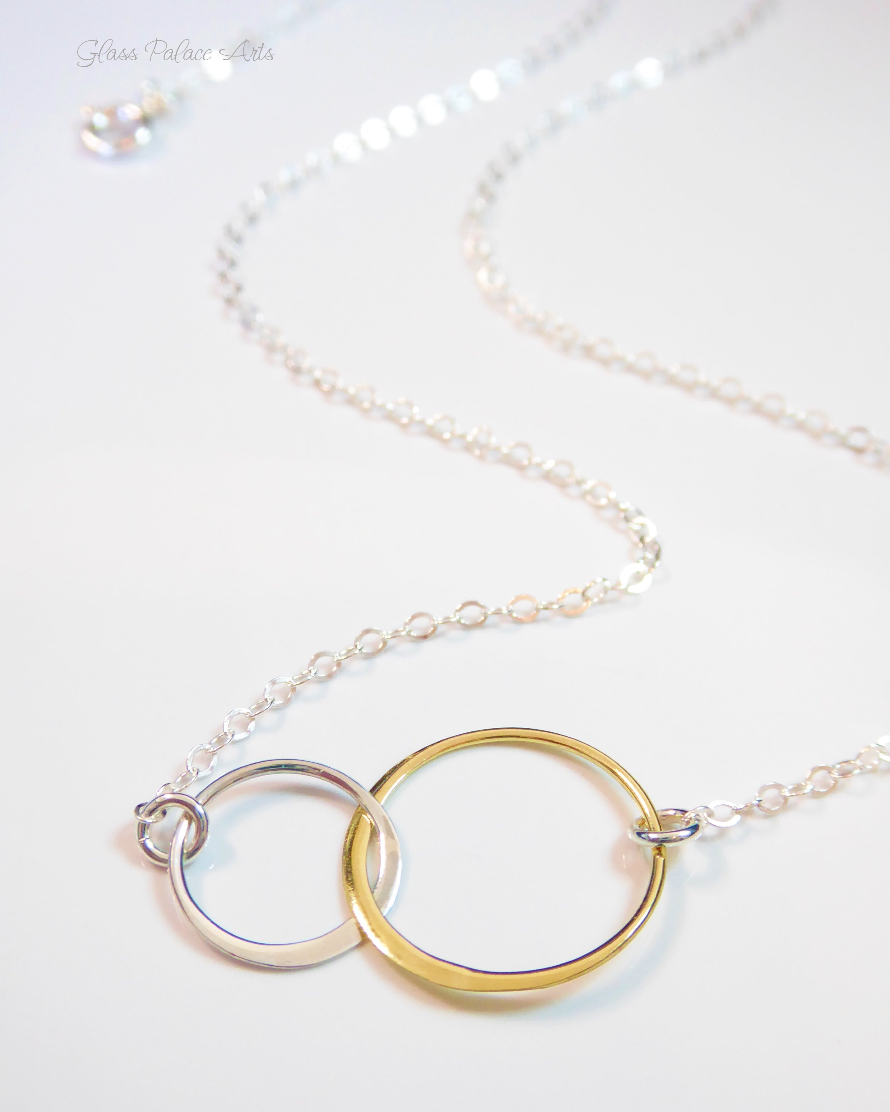 Silver and Gold Mixed Metal Infinity Circle Necklace For Women