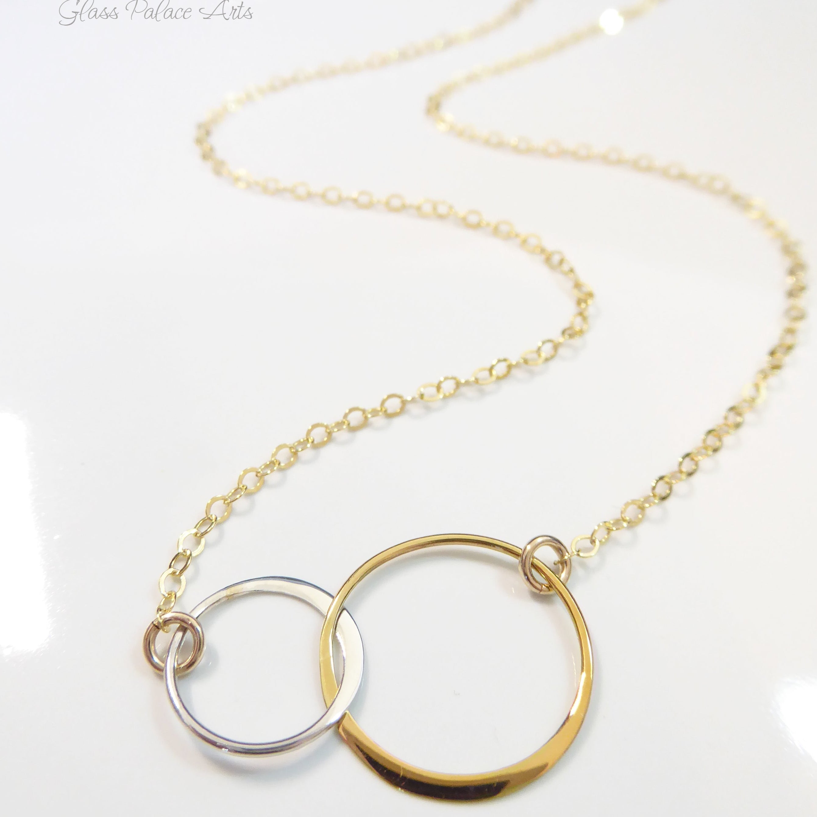 Silver and Gold Mixed Metal Infinity Circle Necklace For Women