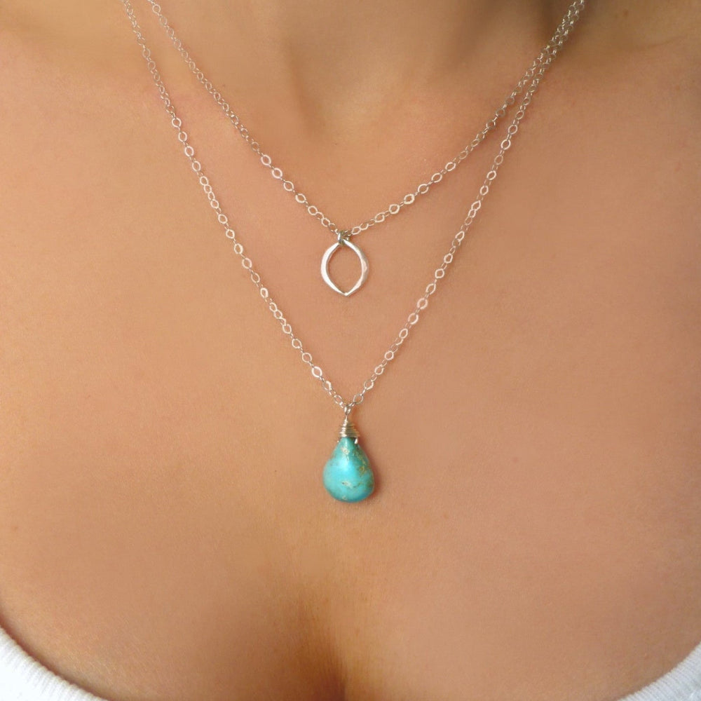 Sleeping Beauty Turquoise Multi Strand Necklace - Sterling Silver or 14k Gold Fill