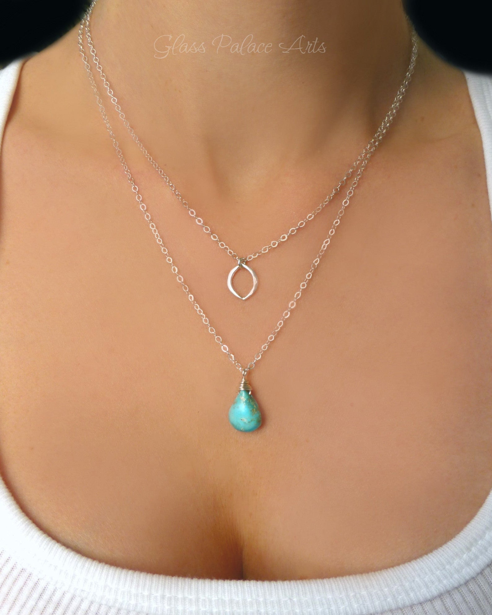 Sleeping Beauty Turquoise Multi Strand Necklace - Sterling Silver or 14k Gold Fill