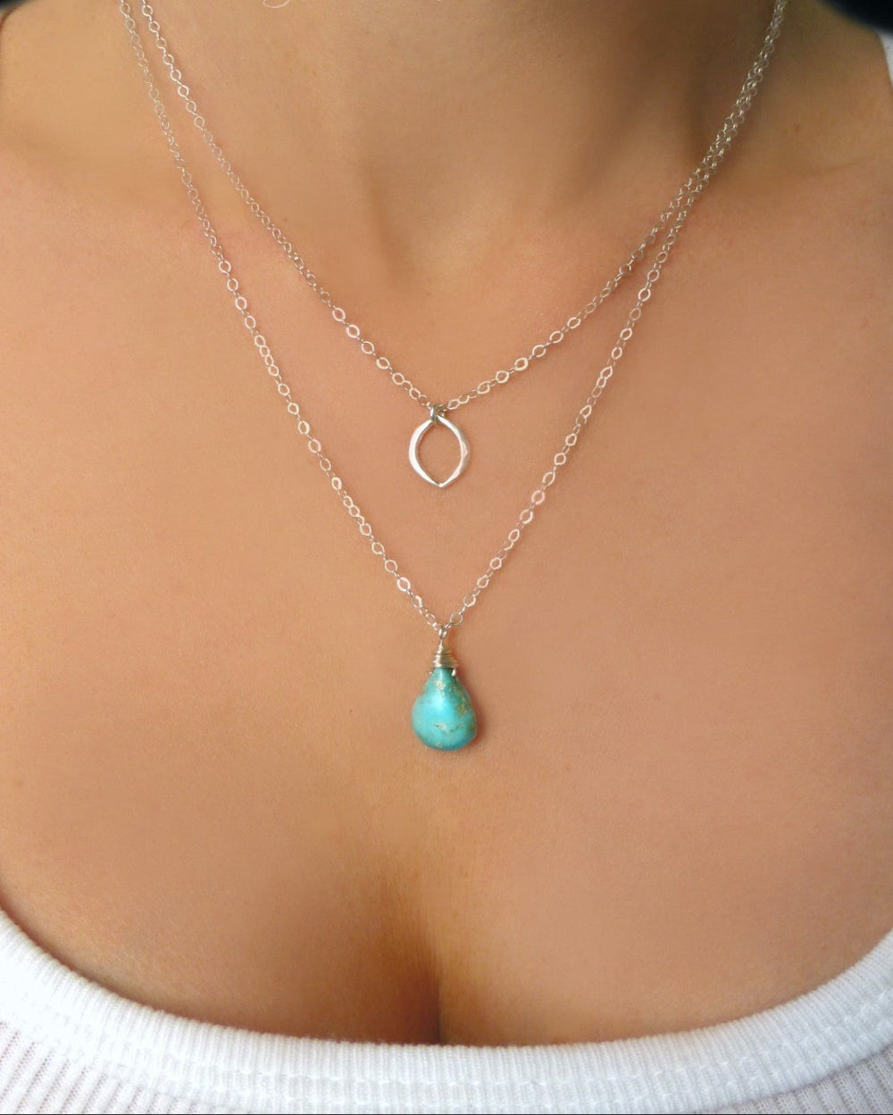 Sleeping Beauty Turquoise Multi Strand Necklace - Sterling Silver or 14k Gold Fill