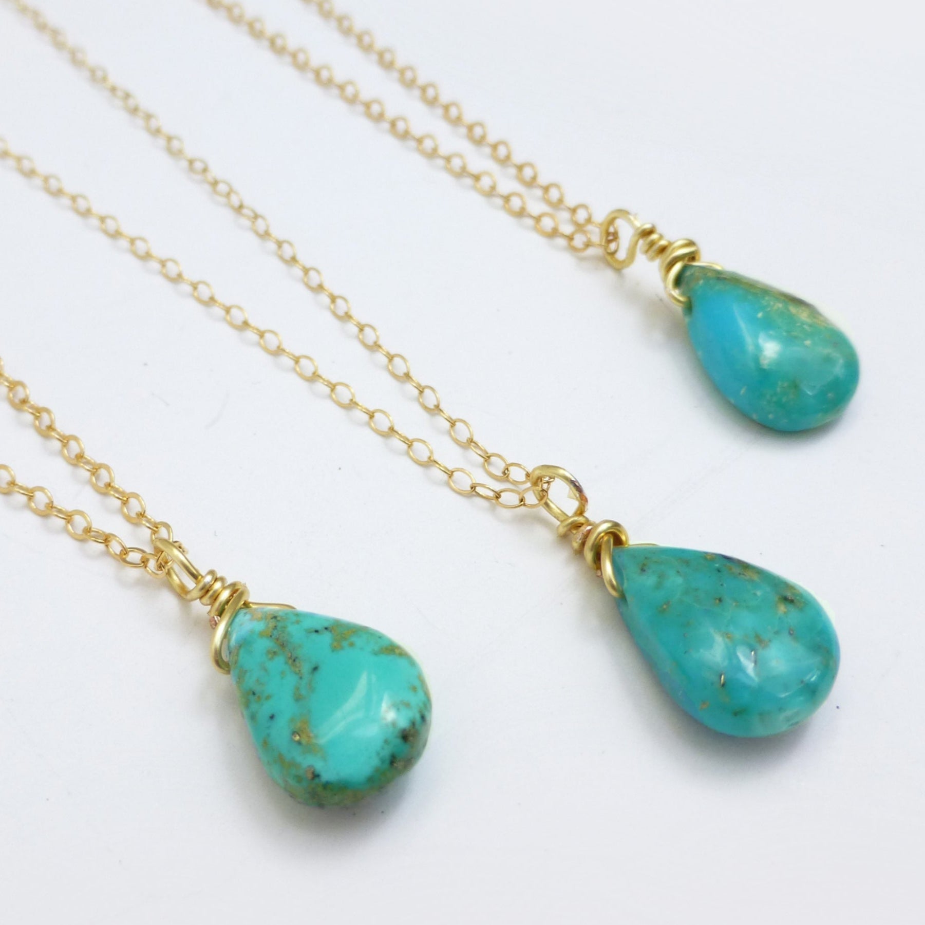 Sleeping Beauty Turquoise Multi Strand Necklace - Sterling Silver or 14k Gold Fill