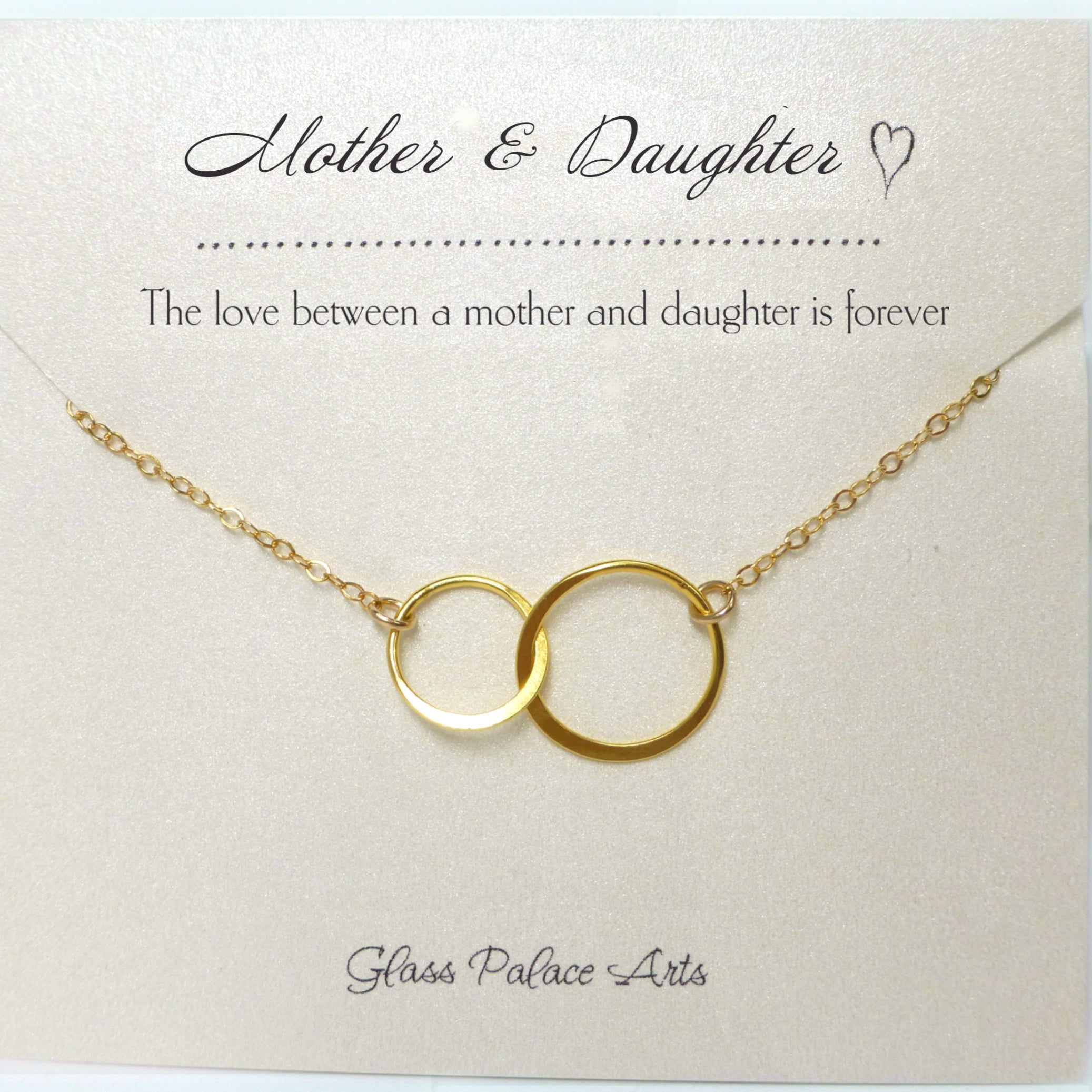 Infinity Necklace With Interlocking Circles On Mother Daughter Message Card