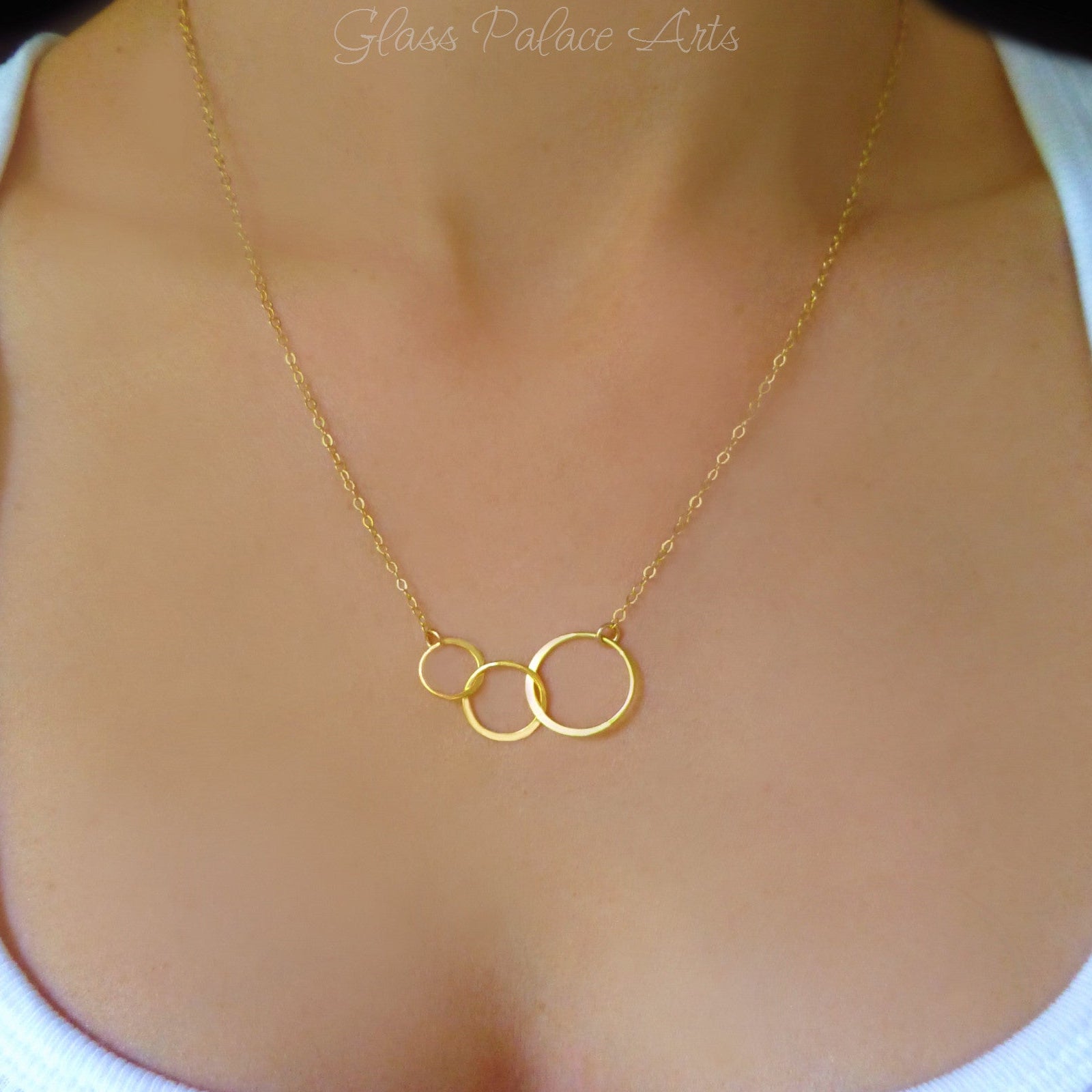 Three Interlocking Circle Infinity Necklace For Women