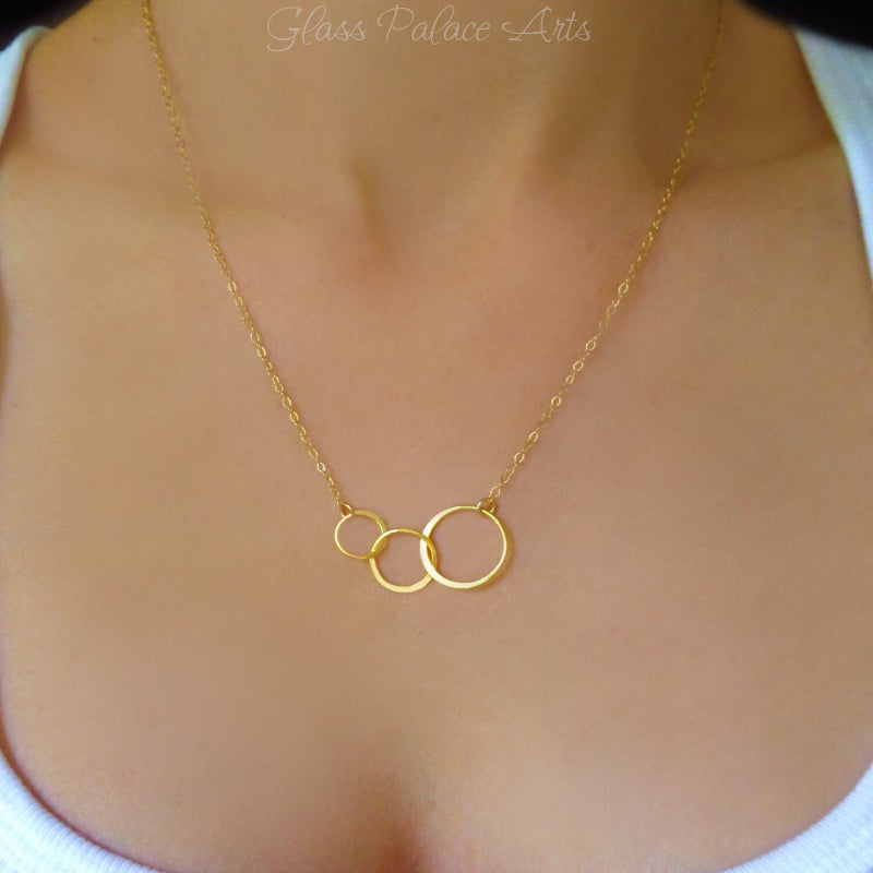Three Interlocking Circle Infinity Necklace For Women