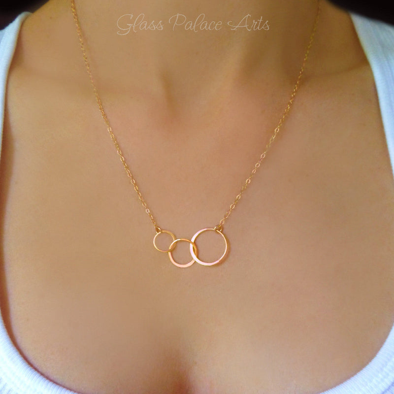 Three Interlocking Circle Infinity Necklace For Women
