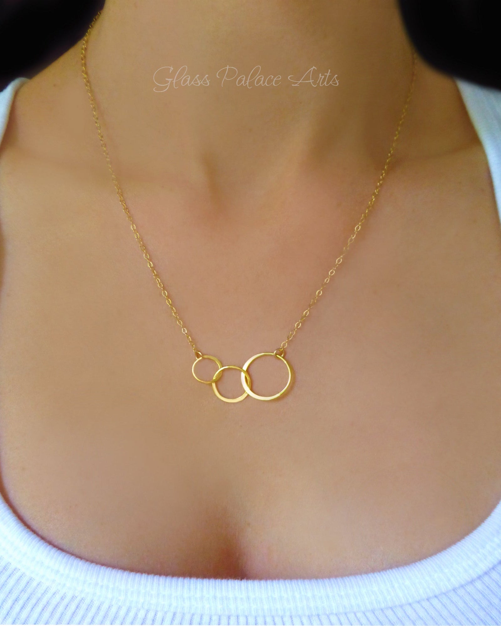 Gold Three Circle Infinity Necklace For Women