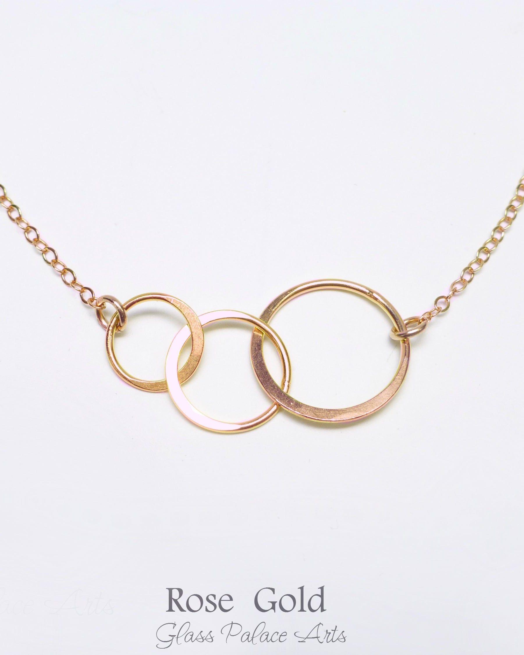 Rose Gold Three Circle Infinity Necklace For Women