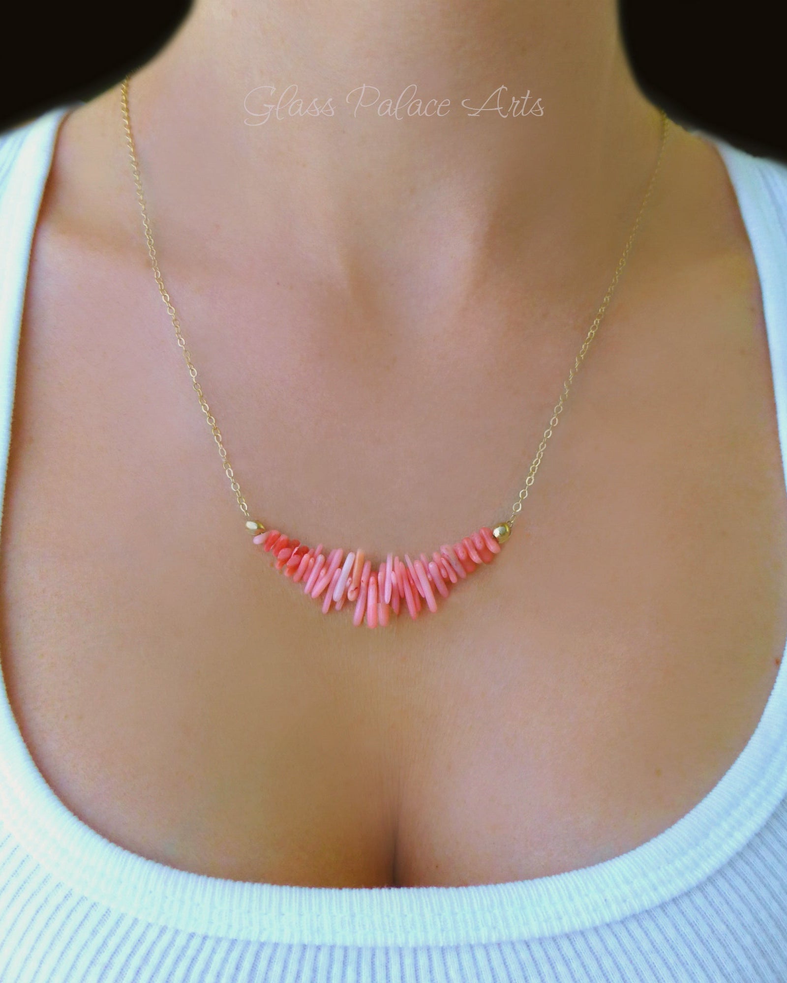 Pink Coral Necklace For Women - Sterling Silver, 14k Gold Fill or Rose Gold