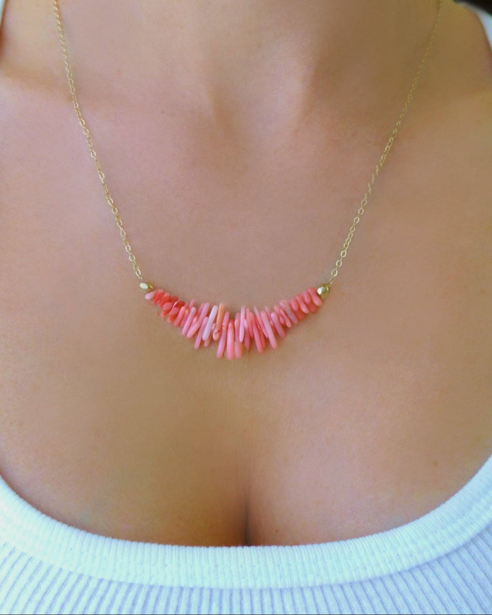 Pink Coral Necklace For Women - Sterling Silver, 14k Gold Fill or Rose Gold