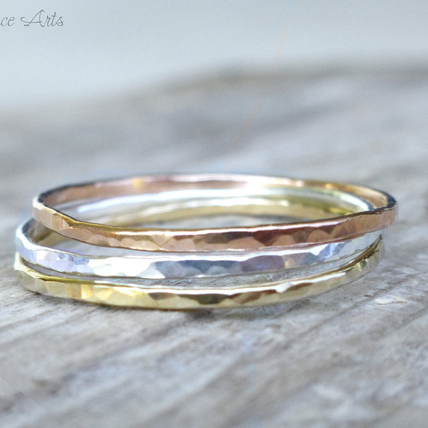 Hammered Stacking Rings - Silver, 14k Gold Fill or Rose Gold Fill