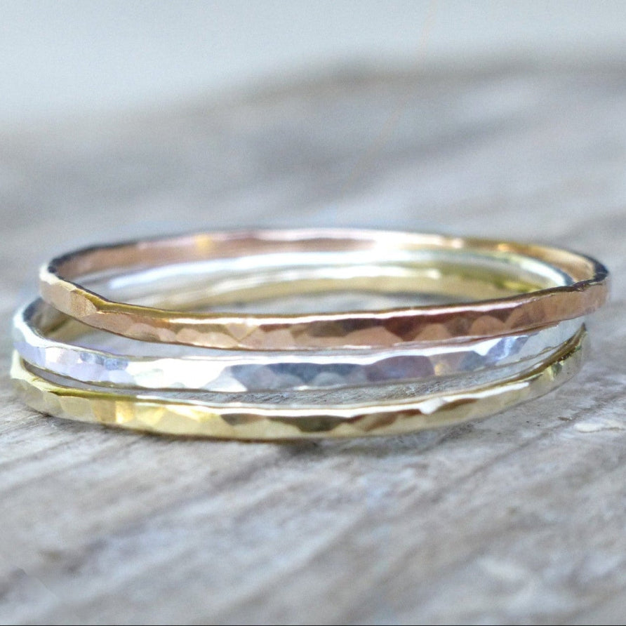 Hammered Stacking Rings - Silver, 14k Gold Fill or Rose Gold Fill