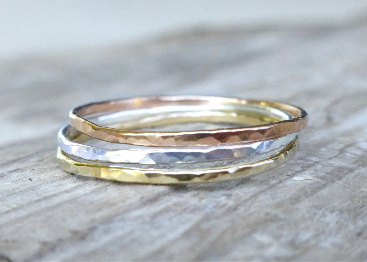 Hammered Stacking Rings - Silver, 14k Gold Fill or Rose Gold Fill