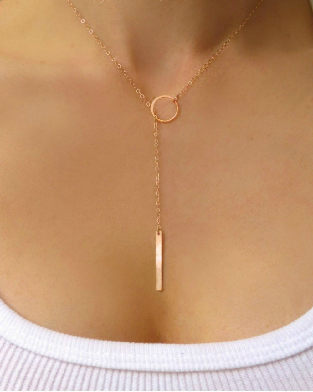 Lariat Necklace For Women With Vertical Bar Y Drop
