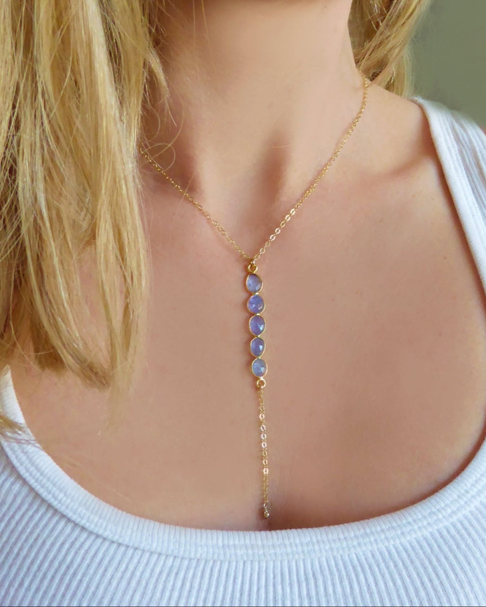 Tanzanite Pendant Lariat Necklace For Women