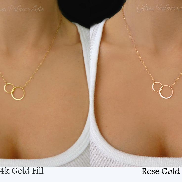 Infinity Necklace With Interlocking Circles On Mother Daughter Message Card