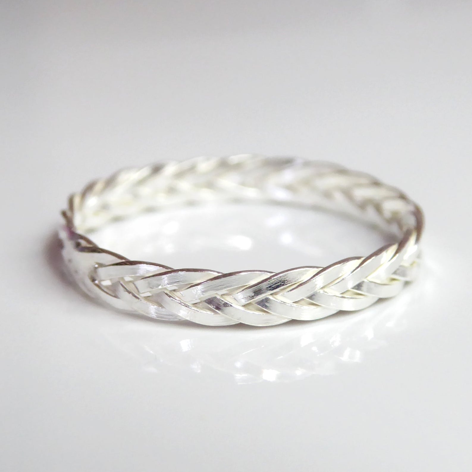 Braided Sterling Silver Ring, Triple Weaved 2.5mm Ring