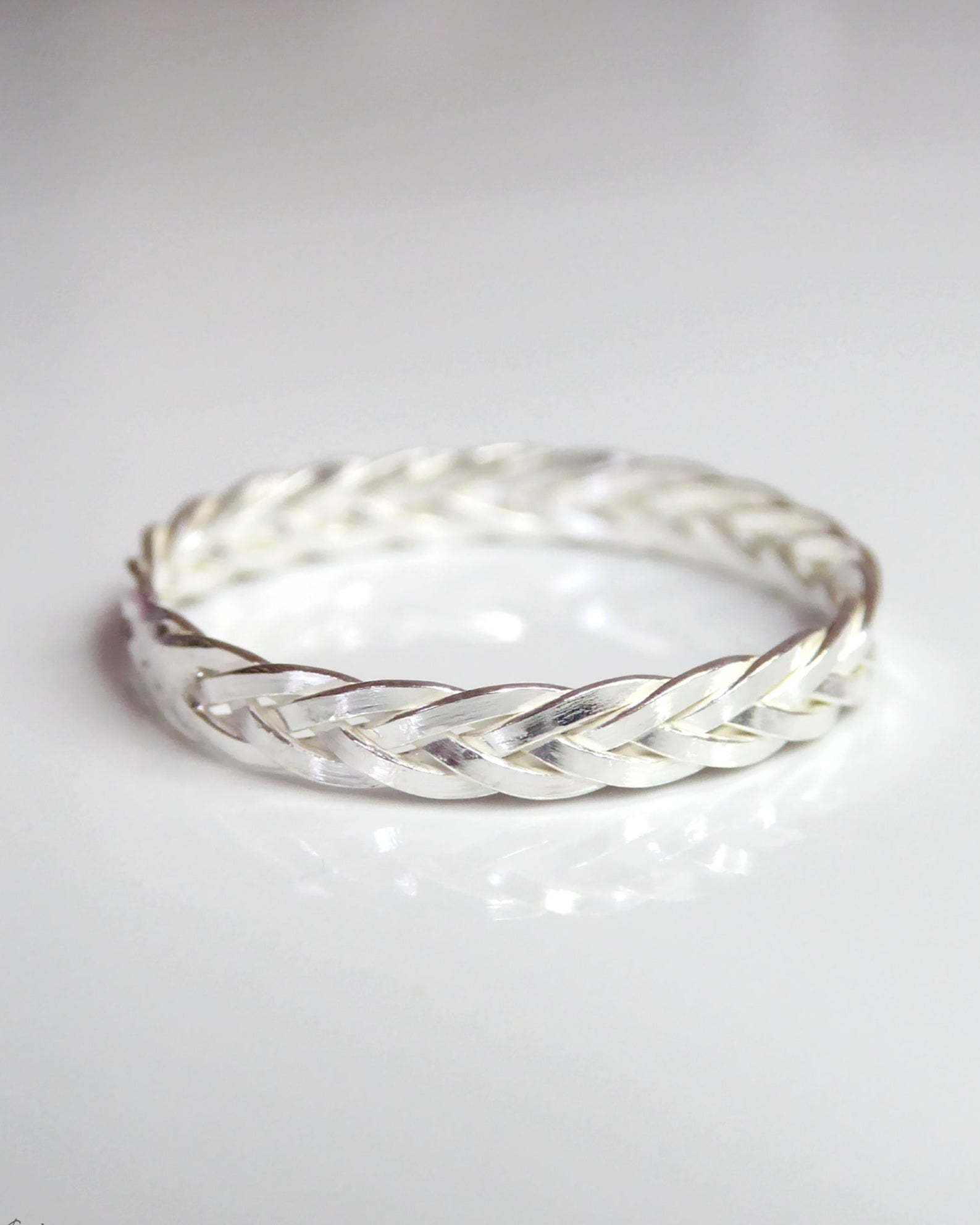 Braided Sterling Silver Ring, Triple Weaved 2.5mm Ring