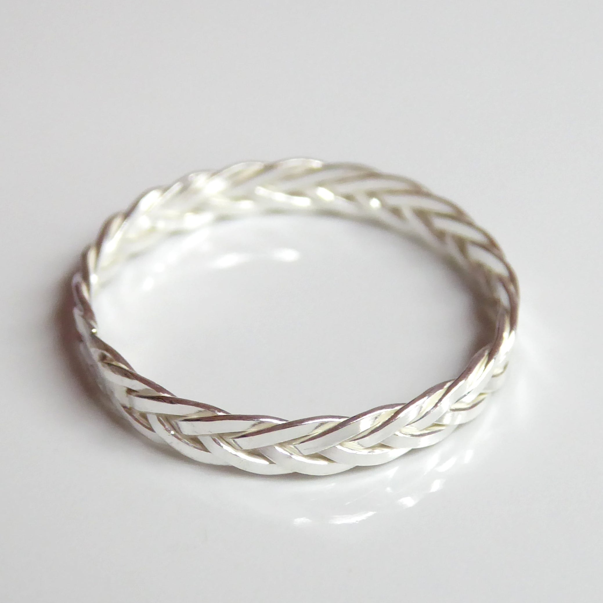 Braided Sterling Silver Ring, Triple Weaved 2.5mm Ring