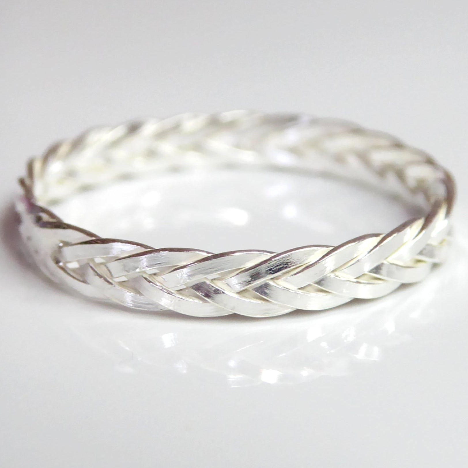 Braided Sterling Silver Ring, Triple Weaved 2.5mm Ring