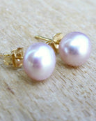 Freshwater Pearl Champagne Pink Stud Earrings