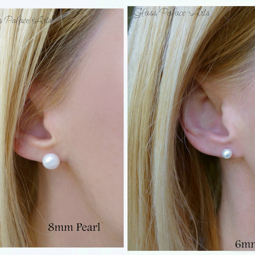 Freshwater Pearl Stud Earrings For Women - Sterling Silver, 14k Gold Fill