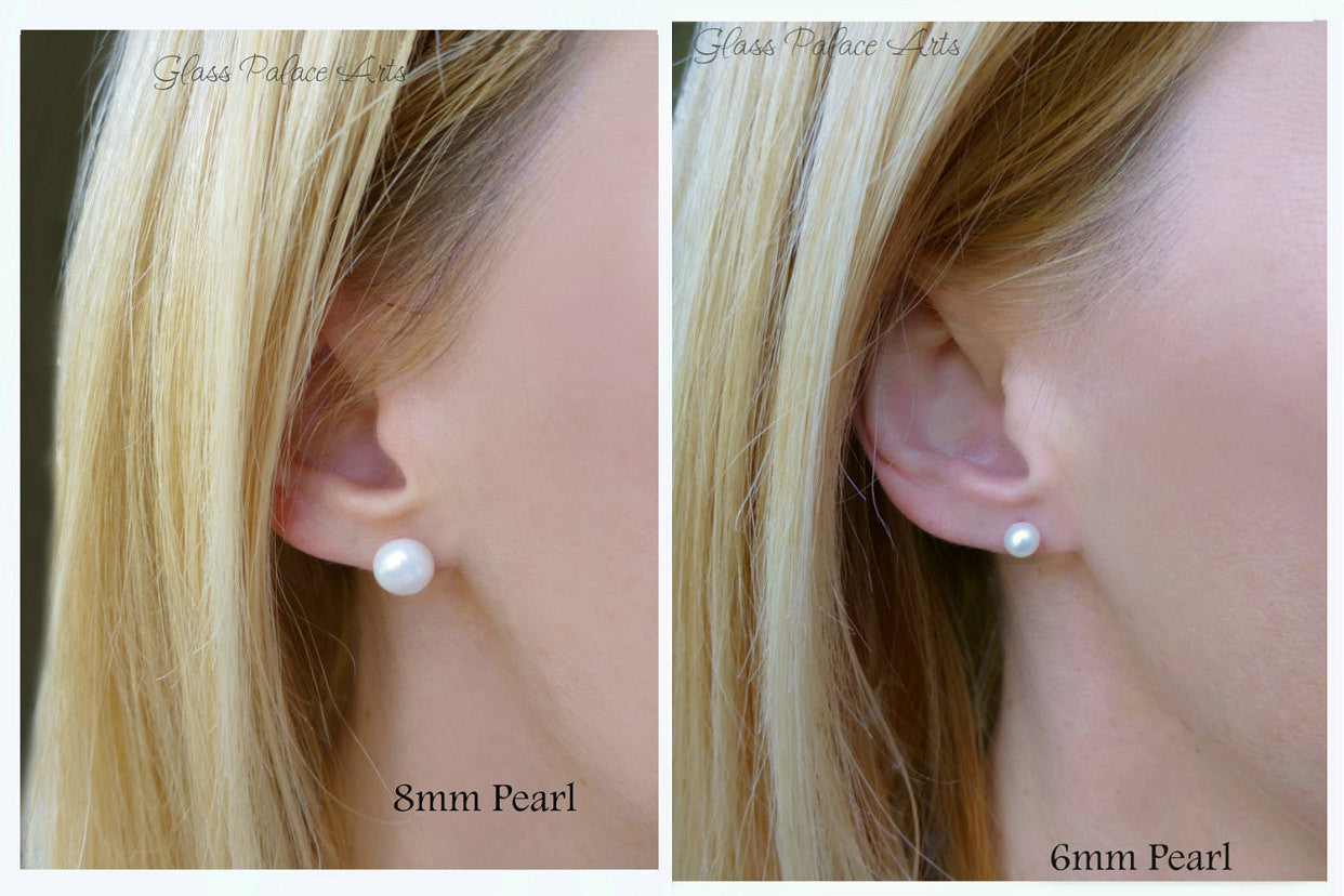 Freshwater Pearl Champagne Pink Stud Earrings