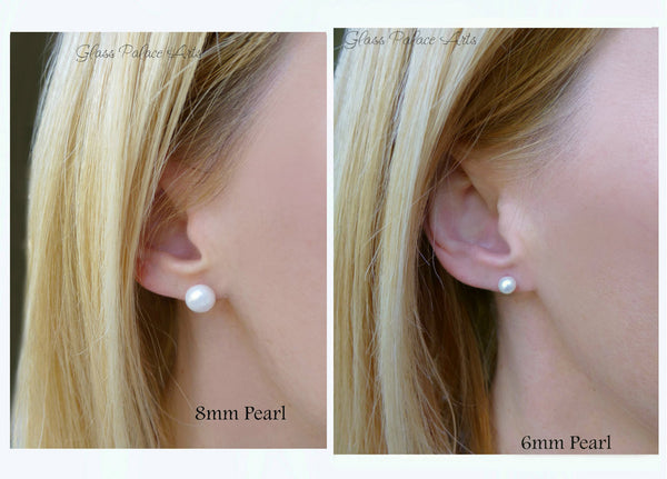 Freshwater Pearl Stud Earrings For Women - Sterling Silver, 14k Gold Fill