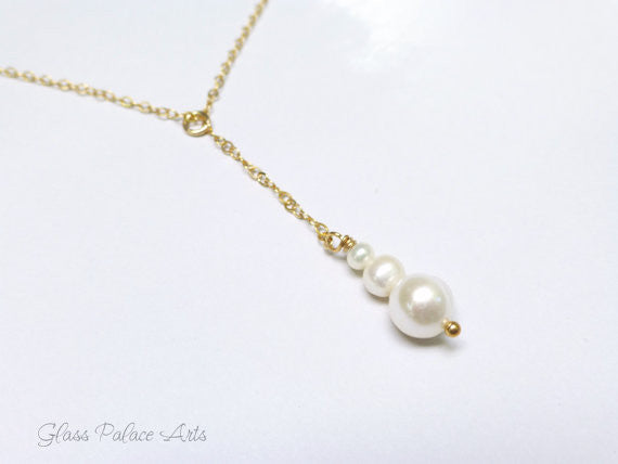Freshwater Pearl Drop Necklace For Women - Pearl Pendant Lariat