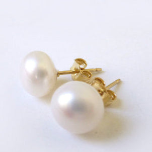 Freshwater Pearl Stud Earrings For Women - 14k Gold Fill